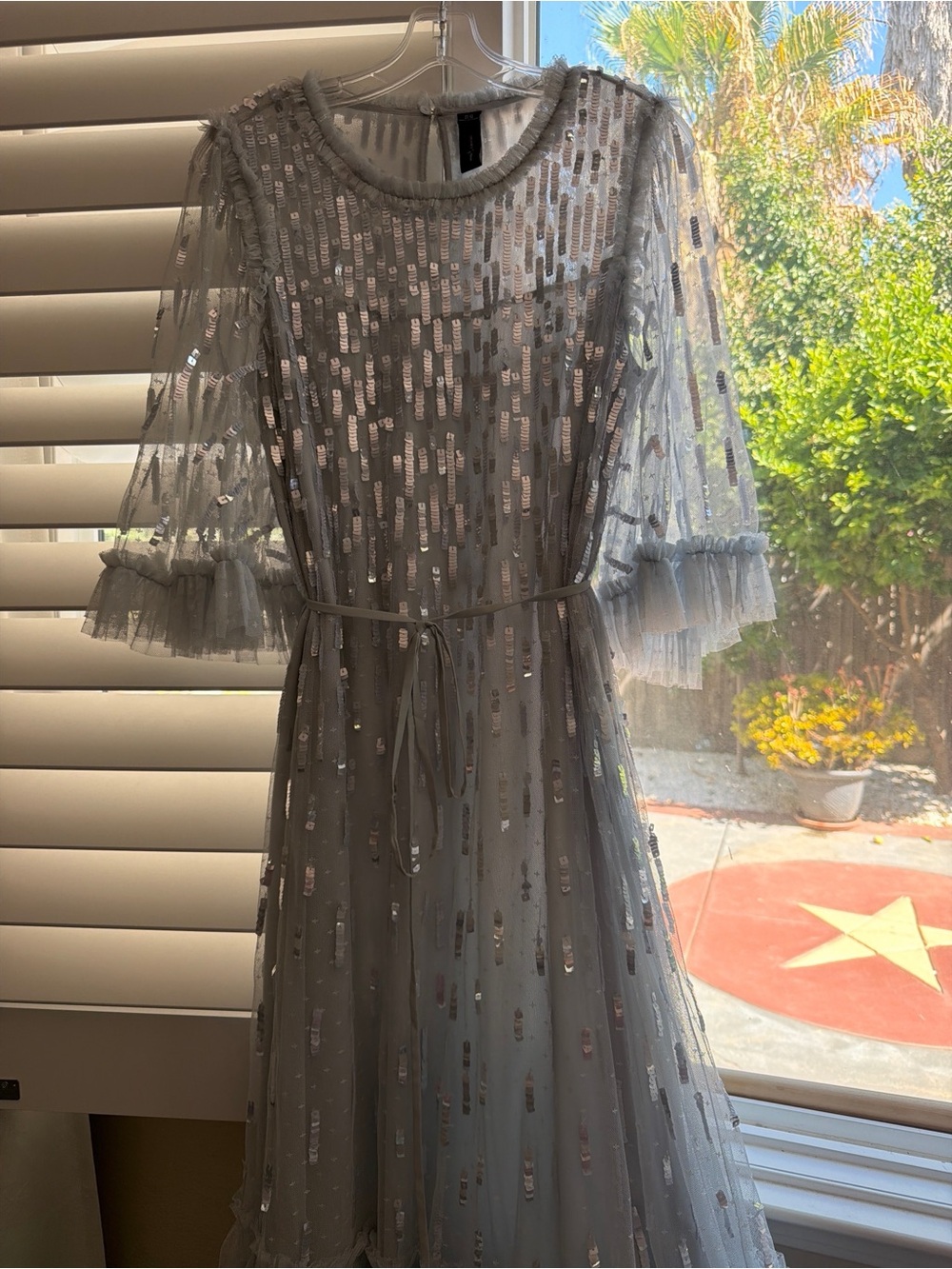 Needle & Thread Shirley Ribbon Sequin Tulle Midi Dress Ice Blue - US 10 / UK 14